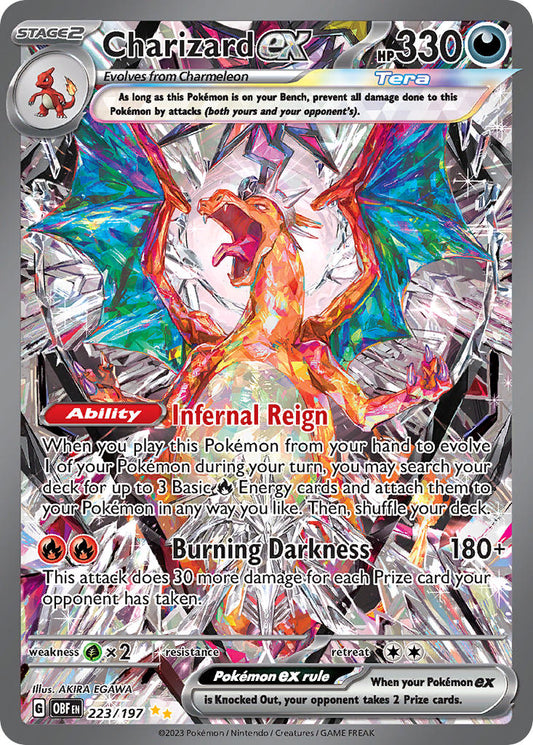 Pokémon Charizard EX trading card with colorful design and text